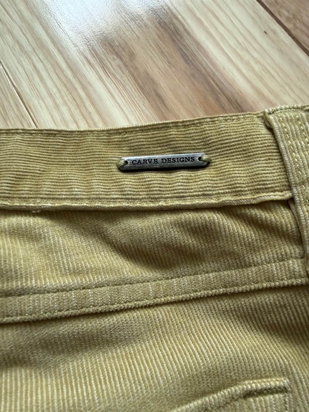 Carve Designs Olive Green Corduroy Waistband Shorts - Picture 3 of 7